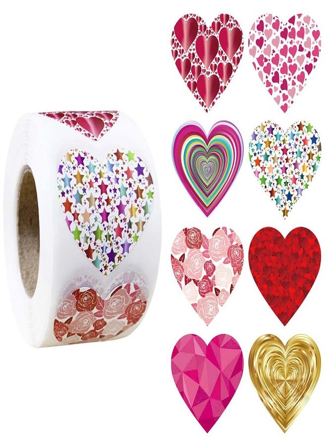 RUPOFUZA 500PCS Valentine's Day Heart Stickers Roll,1inch Love Stickers Cute Self Adhesive Gift Stickers for Valentines Day Decorations and Award - Image 1